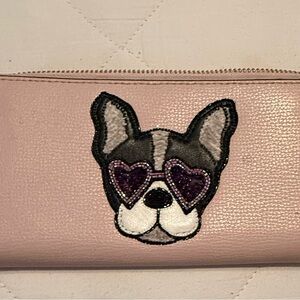Pink Dog Wallet with Embroidered Design